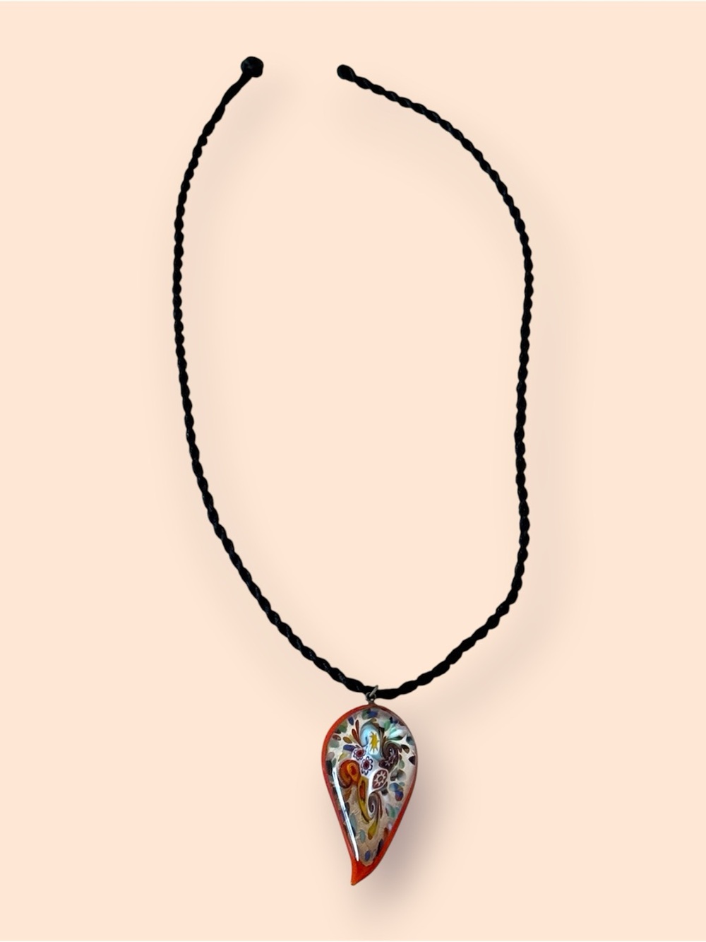 🛍️SALE🛍️ Glass Millefiori Teardrop Pendant Multicolor - Picture 2 of 5